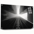 Acrylic print of a large abstract skyscraper design in neutral tones, suitable for bedroom or dining room decor.