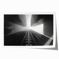 Rolled print of a skyscraper architecture design in monochrome shades, suitable for modern dining room decor.
