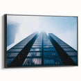Black and white framed canvas of a vintage skyscraper design, ideal for bedroom wall decor.