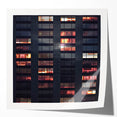 Rolled print of a skyscraper design in muted gray tones, ideal for modern dining room decor.