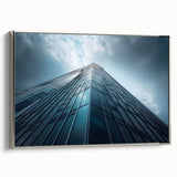 Vintage poster art of skyscrapers in black and colorful tones on a framed canvas, suitable for extra large living room walls.