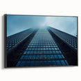Black and white framed canvas featuring a vintage skyscraper design, ideal for bedroom wall art.