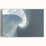 Black and white photo of skyscrapers on stretched canvas, ideal for kitchen wall art.