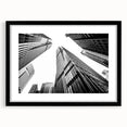 Abstract art print featuring vibrant, colorful skyscraper designs on a textured, extra-large canvas.