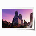 Extra large rolled print of a skyscraper architecture design in muted gray tones, ideal for dining room wall art.