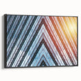Black and white framed canvas of a skyscraper design, ideal for bedroom wall art in a vintage poster style.