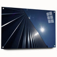 Acrylic print of a large abstract skyscraper design in grayscale, ideal for modern bedroom or dining room decor.