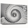 Acrylic glass print of a large abstract staircase design in muted gray, ideal for modern bedroom or dining room decor.
