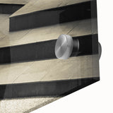 Mid-century modernist large abstract art print on acrylic glass, featuring swirling staircase design in monochrome.