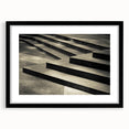 Extra large abstract art print featuring a colorful, textured depiction of an architectural staircase on a framed black mat.