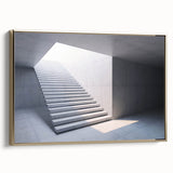 Spiral staircase in black and gold tones on framed canvas, ideal for modern bedroom ambiance.