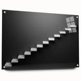 Acrylic print of a large abstract staircase design in monochrome, suitable for bedroom or dining room decor.