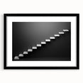 Extra large abstract art print of a colorful, textured staircase design on a black framed mat, ideal for living room decor.