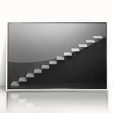Art Deco poster featuring a spiral staircase in monochrome, framed acrylic, ideal for modern art wall decor.