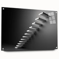 Acrylic print of a large abstract staircase design in monochrome shades, suitable for bedroom or dining room decor.