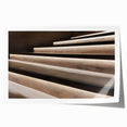 Rolled print of a minimalist architectural staircase in muted gray tones, suitable for art wall dining room.
