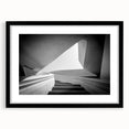 Extra large abstract art print featuring a colorful, textured depiction of a spiral staircase on a black framed canvas.