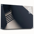 Acrylic print of a large abstract staircase in grayscale, suitable for bedroom or dining room decor.
