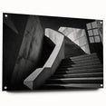 Large abstract wall art featuring a spiral staircase design in monochrome shades, acrylic print.