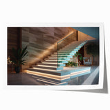 Rolled print of a spiral staircase in grayscale, ideal for art wall dining room decor.