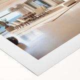 Art deco poster of a spiral staircase in monochrome, printed on rolled canvas, suitable for dining room wall art.