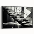 Black and white framed canvas featuring a vintage poster art style staircase design, ideal for bedroom wall decor.