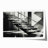 Rolled print of a spiral staircase in muted gray tones, suitable for art wall dining room or large bathroom decor.