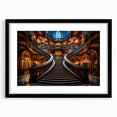 Extra large abstract art print featuring a colorful, textured staircase design on a black framed canvas.