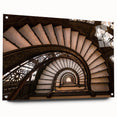 Acrylic glass print of a large abstract staircase design in monochrome tones, suitable for bedroom or dining room decor.
