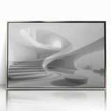 Mid-century modernist staircase design in silver acrylic frame, ideal for modern art wall decor.
