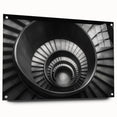 Acrylic print of a large abstract staircase design in monochrome shades, suitable for bedroom or dining room decor.