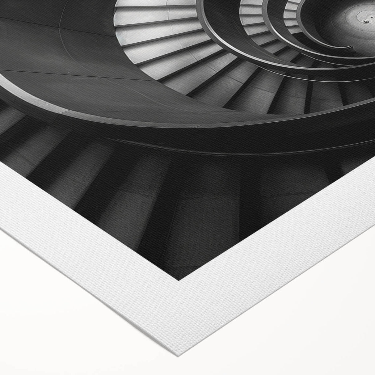 Art deco poster featuring a spiral staircase in monochrome tones on rolled canvas, suitable for dining room wall art.