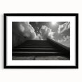 Extra large framed abstract art print featuring a colorful, textured depiction of a spiral staircase.