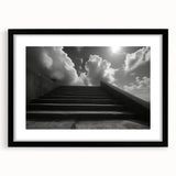 Extra large framed abstract art print featuring a colorful, textured depiction of a spiral staircase.