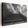 Spiral staircase design in monochrome, printed on large stretched canvas, suitable for kitchen wall art.