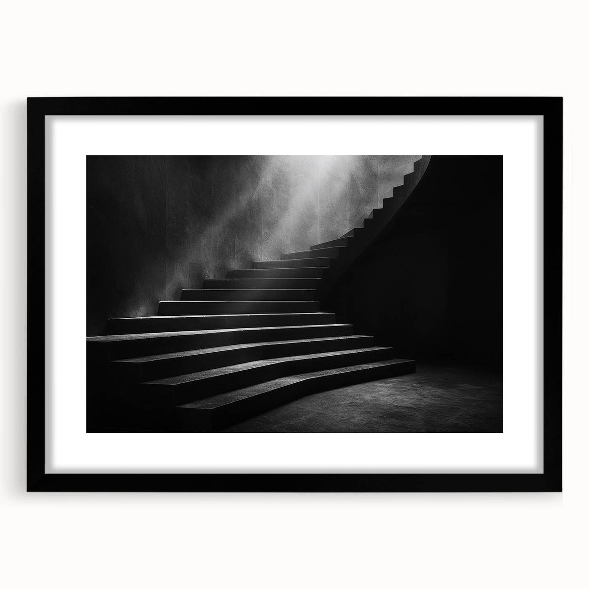 Abstract art print featuring a colorful, textured staircase design on a large canvas, ideal for living room decor.