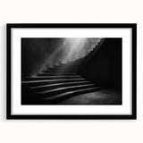 Abstract art print featuring a colorful, textured staircase design on a large canvas, ideal for living room decor.