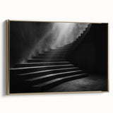 Spiral staircase design in black and gold on a framed canvas, suitable for bedroom wall art.