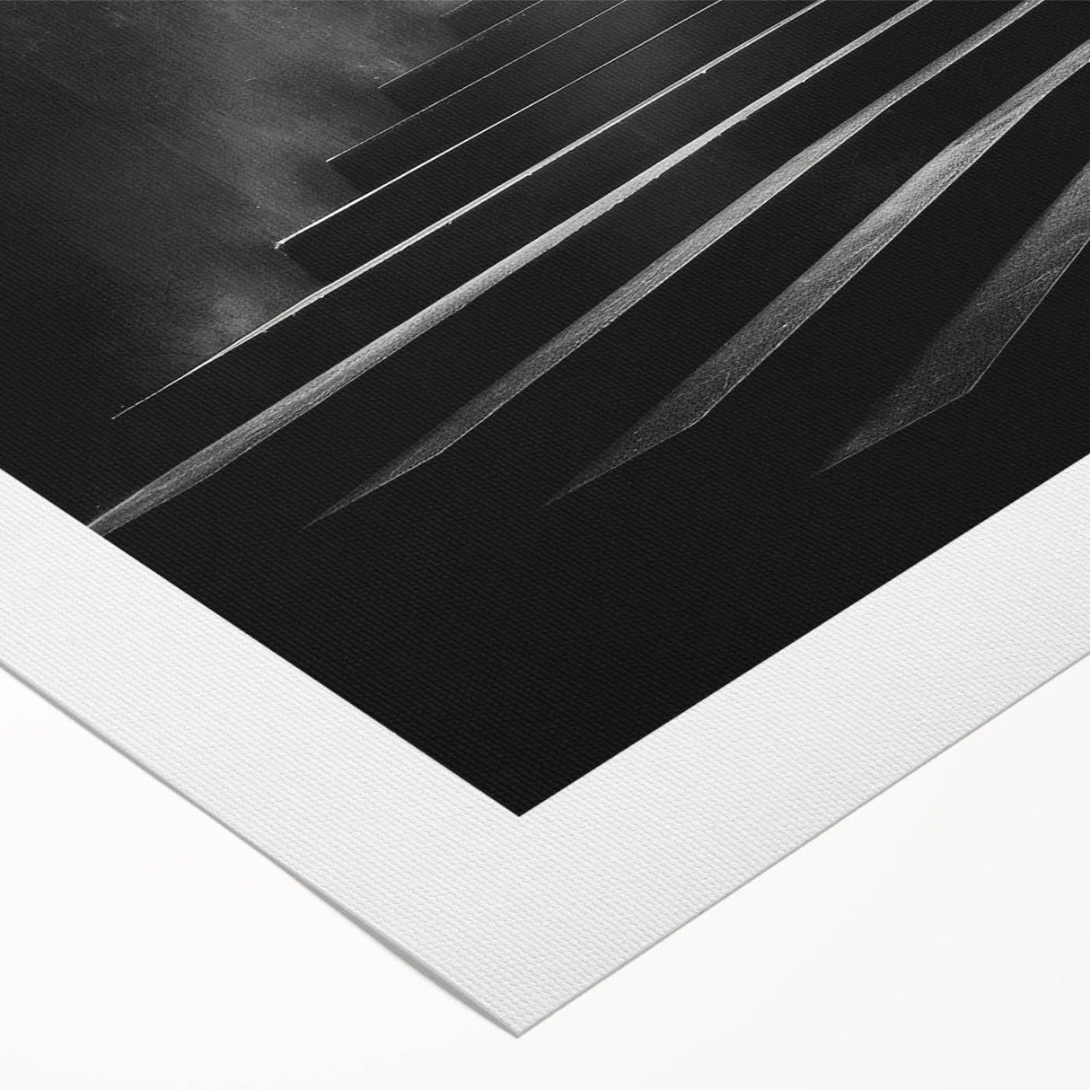 Art Deco poster featuring a spiral staircase in monochrome, printed on rolled canvas.