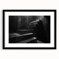 Extra large abstract art print featuring colorful, textured staircase design on a black framed canvas.
