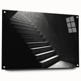 Acrylic print of a large abstract staircase design in monochrome, ideal for modern bedroom or dining room decor.
