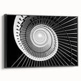 Black and white framed canvas featuring a vintage poster art-style staircase in a landscape format.