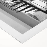 Art Deco poster featuring a spiral staircase in monochrome tones, ideal for modern dining room wall art.