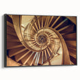 Black and white framed canvas featuring a spiral staircase design, ideal for bedroom wall decor.