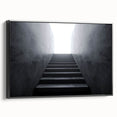 Black and white framed canvas of a spiral staircase, ideal for bedroom wall art in a vintage style.
