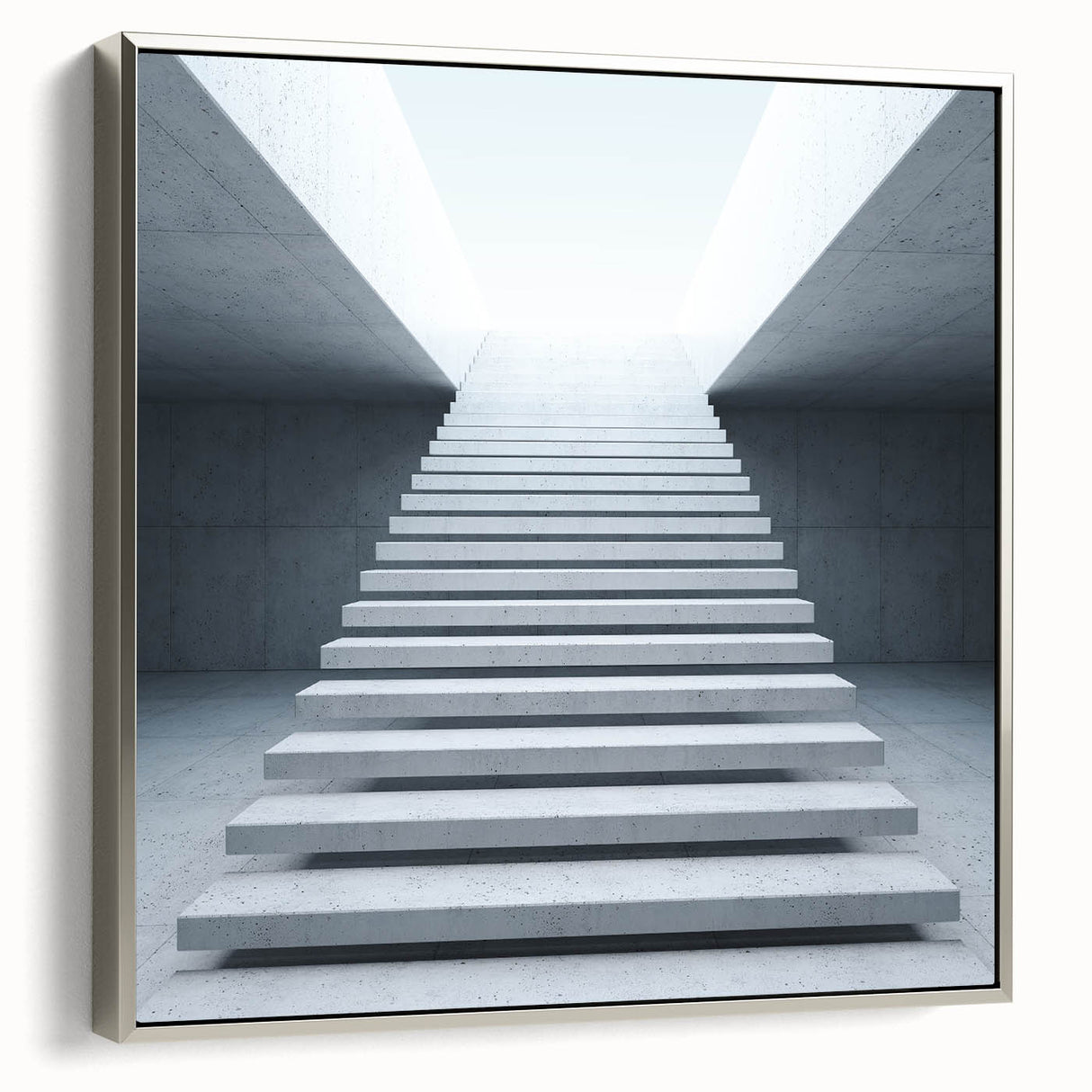 Framed canvas of a monochrome staircase in a vintage poster style, suitable for modern office decor.