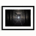 Extra large abstract art print featuring a colorful, textured design of architectural tunnels on a black framed canvas.