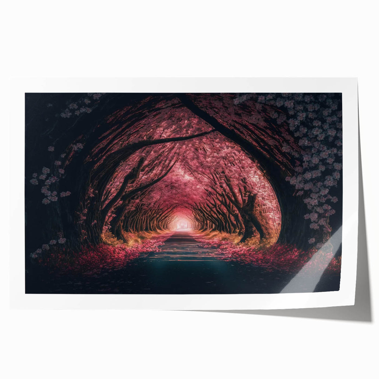 Extra large rolled print of a floral art tunnel design in muted earth tones, ideal for art wall dining room.