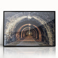 Large abstract wall art depicting architectural tunnels in black and white, framed acrylic, ideal for modern art wall decor.