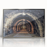 Mid-century modernist tunnel architecture in silver frame, ideal for modern art wall decor.